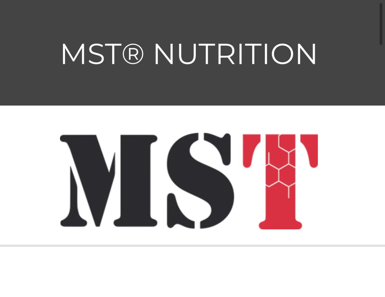 Logo of MST Nutrition, a sports nutrition and supplement manufacturer from Germany.