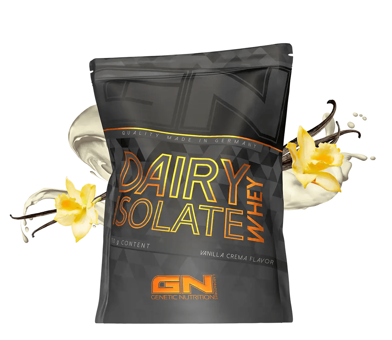 GN Laboratories 100 Dairy Whey Izoliatas 750 g packaging with vanilla crema flavor.