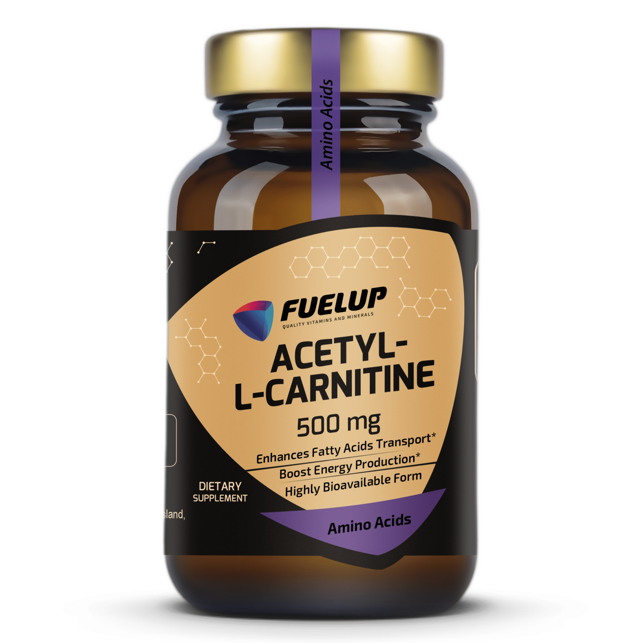 FuelUp Acetyl L - Carnitine 500mg – energijai, koncentracijai ir fiziniam pajėgumui (120 kapsulių) - Realsport.lt