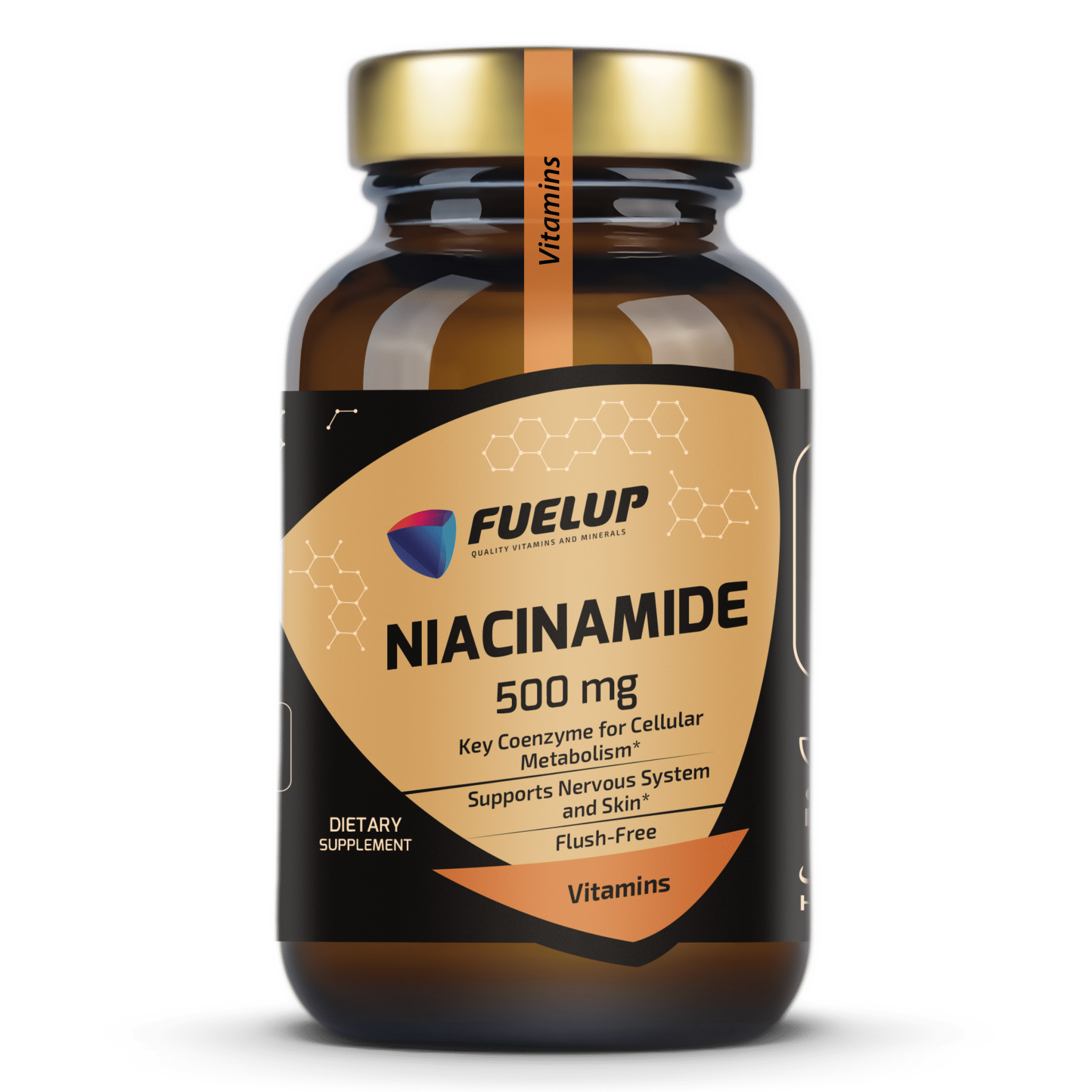 FuelUp Niacinamidas (Vitaminas B3) 500 mg 60 caps. – energijai, nervų sistemai ir odos būklei - Realsport.lt