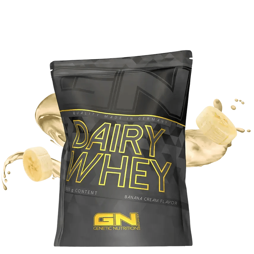 GN Dairy Whey isrugu baltymai 1000 g banana cream flavor protein supplement packaging