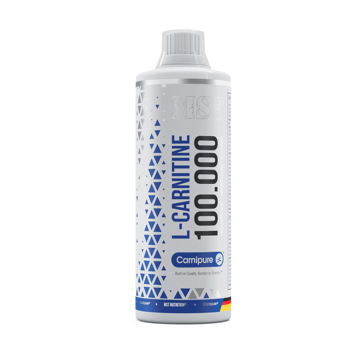 MST L-Carnitine Carnipure 100.000 liquid bottle for energy and fat metabolism support.