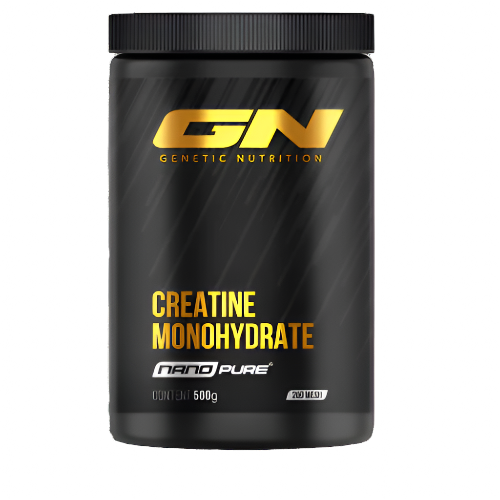 Nano Pure Kreatinas – Kreatino Monohidratas 500 g from GN Laboratories, sports nutrition supplement in a black container.