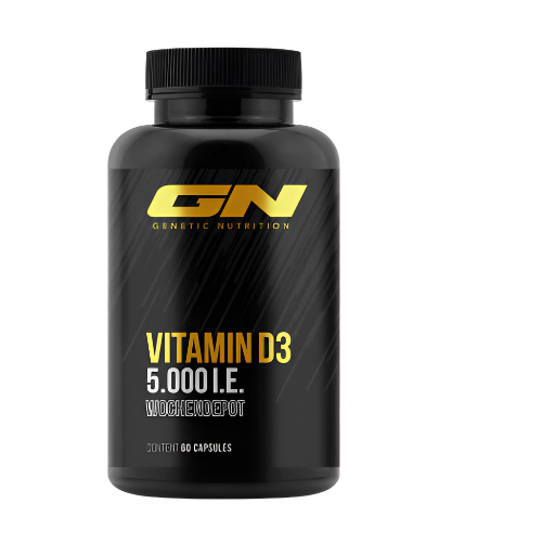 Naturalus vitaminas D3 5000 IE supplement bottle for healthy immunity and overall well-being, 60 capsules.