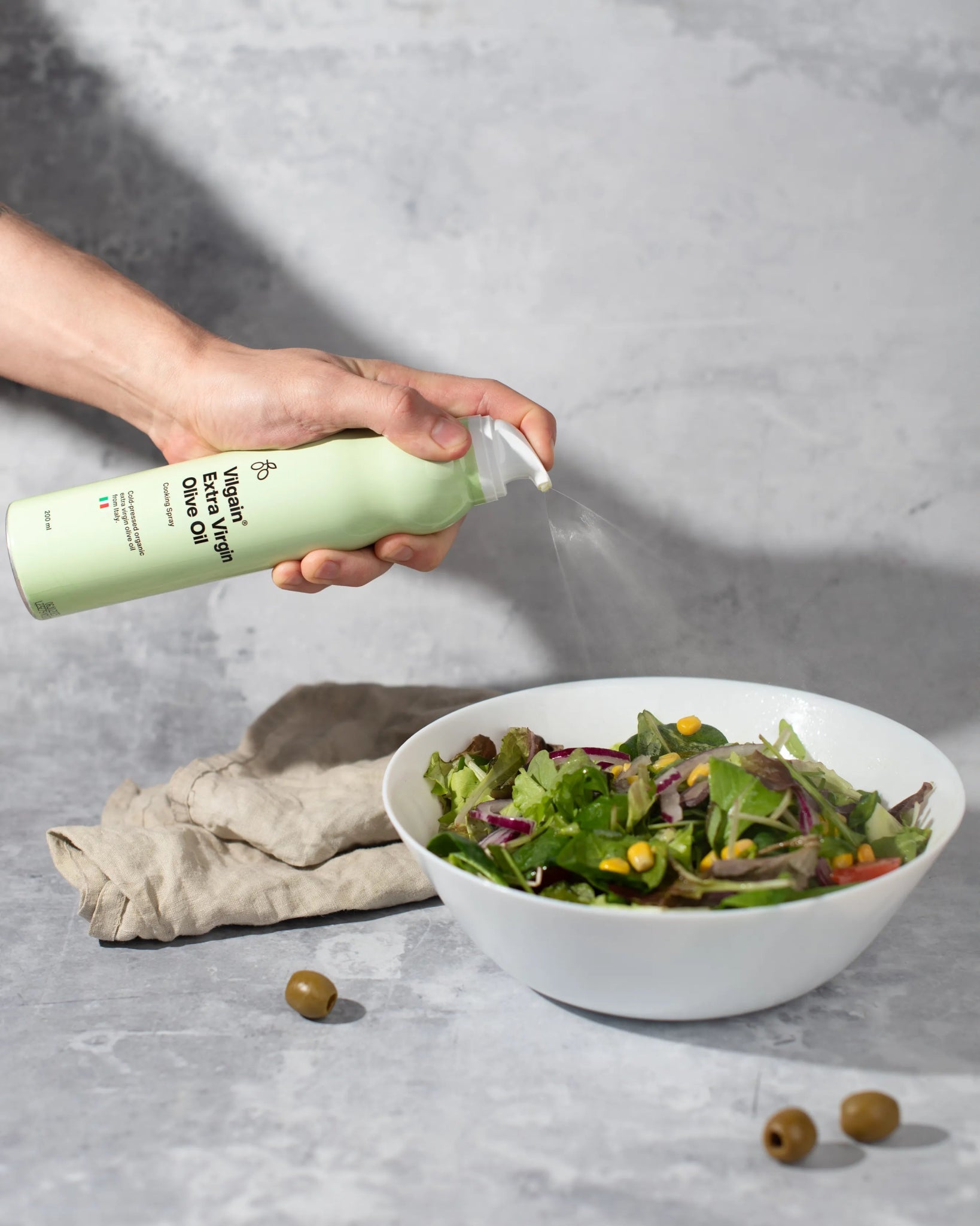 Organic Extra Virgin Olive Oil Spray – šalto spaudimo, ekologiškas alyvuogių aliejus purškiklyje - Realsport.lt