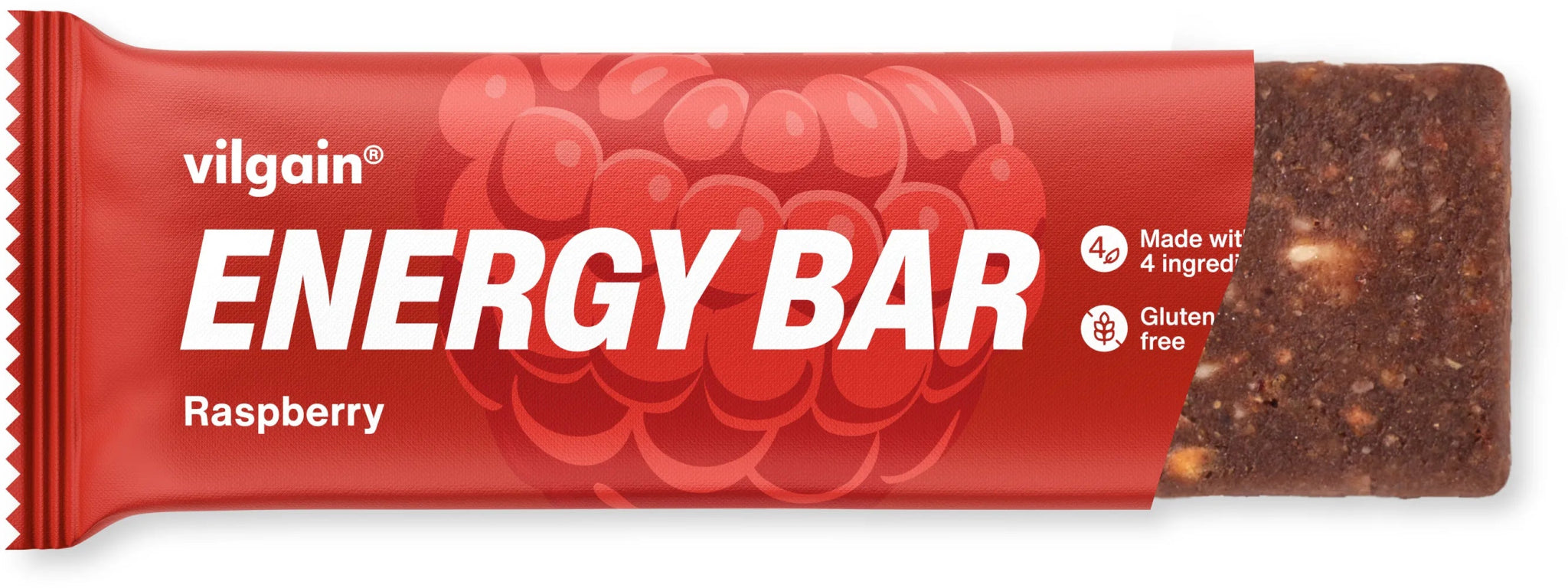Vilgain Energy Bar Raspberry – veganiška energinė juostelė su avietėmis (55 g) - Realsport.lt
