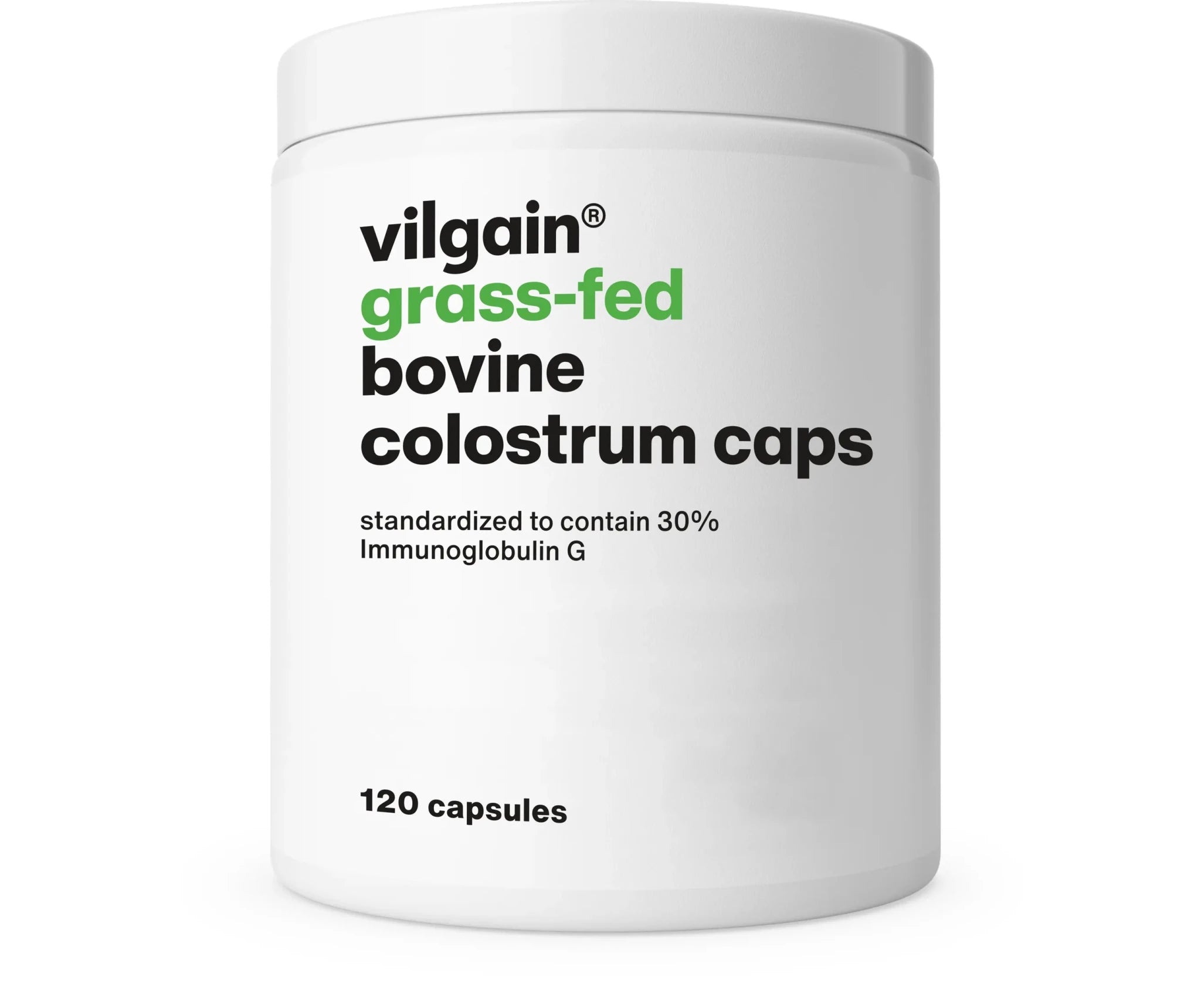Vilgain Grass - Fed Bovine Colostrum – priešpienis su 30 % IgG (120 kapsulių) - Realsport.lt