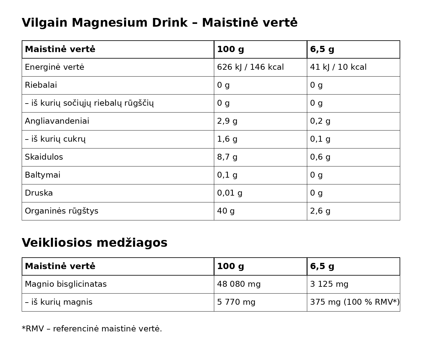 Vilgain Magnesium Drink – magnio bisglicinatas milteliai gėrimui (325 g) - Realsport.lt