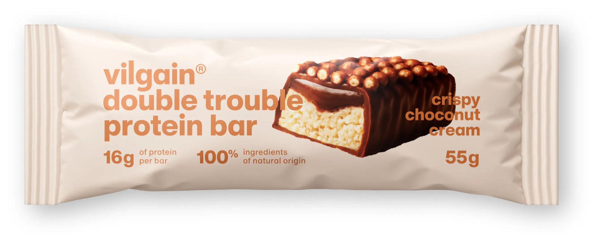 Double Trouble Bar Caramel & Peanuts – baltyminis batonėlis su karamele ir žemės riešutais (55 g) - Realsport.lt