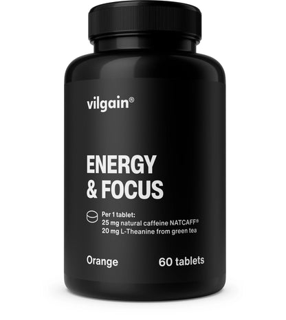 Energy & Focus Tabs – Orange – kofeino, L - teanino ir L - tirozino tabletės koncentracijai ir budrumui palaikyti, saldintos stevija - Realsport.lt