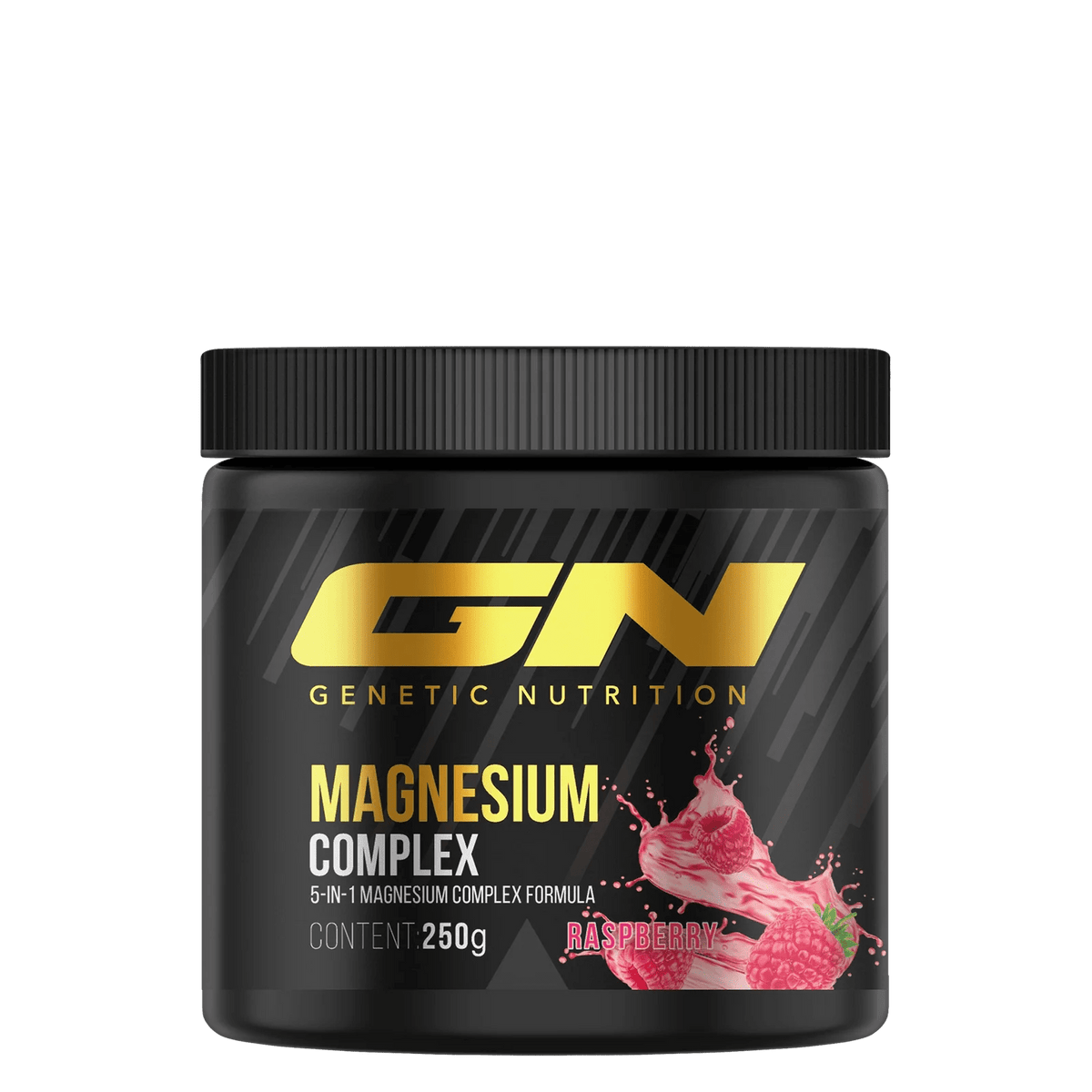 GN Laboratories magnio kompleksas 5-in-1 aviečių skonis, 250g maisto papildas miltelių pavidalu.