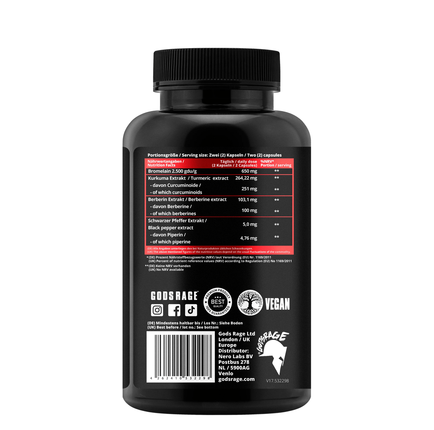 Gods Rage Anti Inflammation - augalinių ekstraktų kompleksas - Realsport.lt