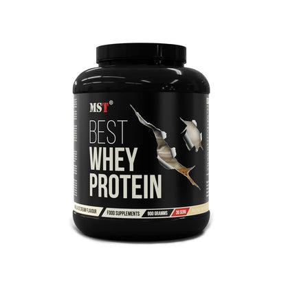 MST® BEST Whey Protein Peach Mango 900 g + DigeZyme® – Gaivus baltymų kompleksas su fermentais - Realsport.lt