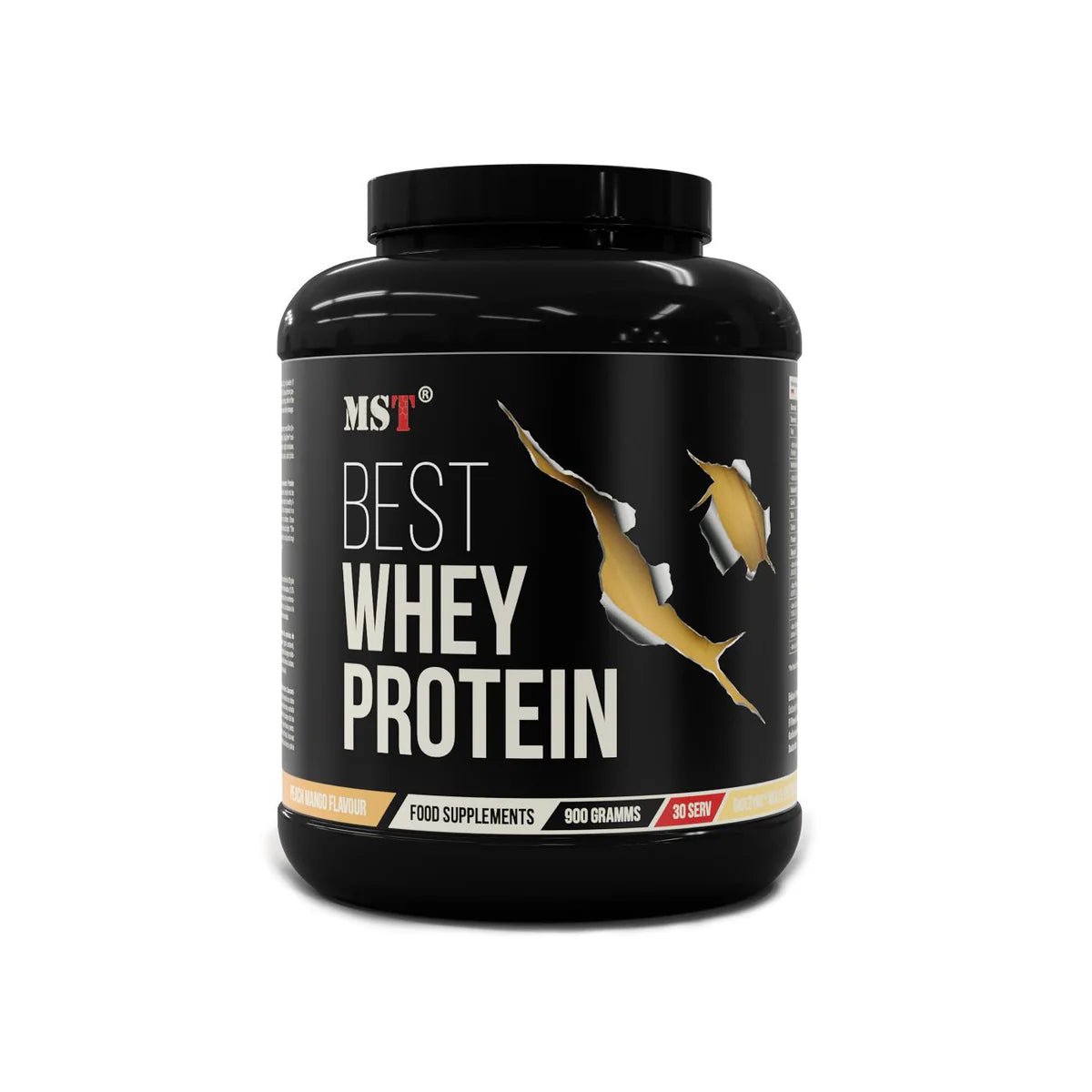 MST® BEST Whey Protein Peach Mango 900 g + DigeZyme® – Gaivus baltymų kompleksas su fermentais - Realsport.lt