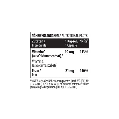 MST Iron Bisglycinate + Vitamin C – lengvai pasisavinamas 120 kapsulių - Realsport.lt
