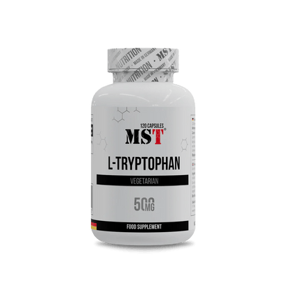 MST L-Tryptophan 500 mg supplement bottle for emotional balance and quality sleep.