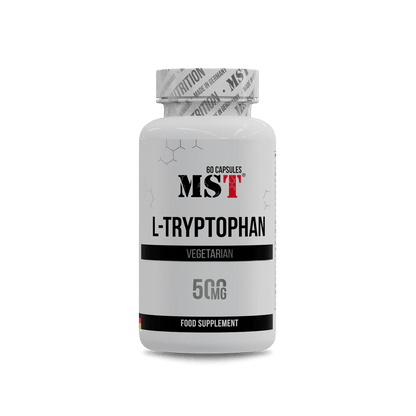 MST L-Tryptophan 500 mg – vegetarian food supplement in capsule form for emotional balance and sleep support.