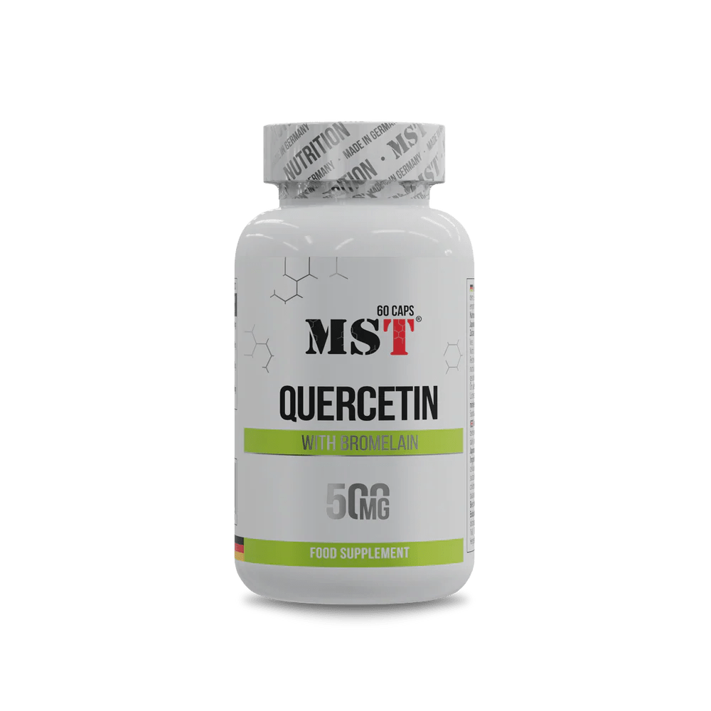 MST Quercetin with Bromelain food supplement capsule bottle, 60 caps, 50mg, antioksidacinė apsauga ir imunitetas