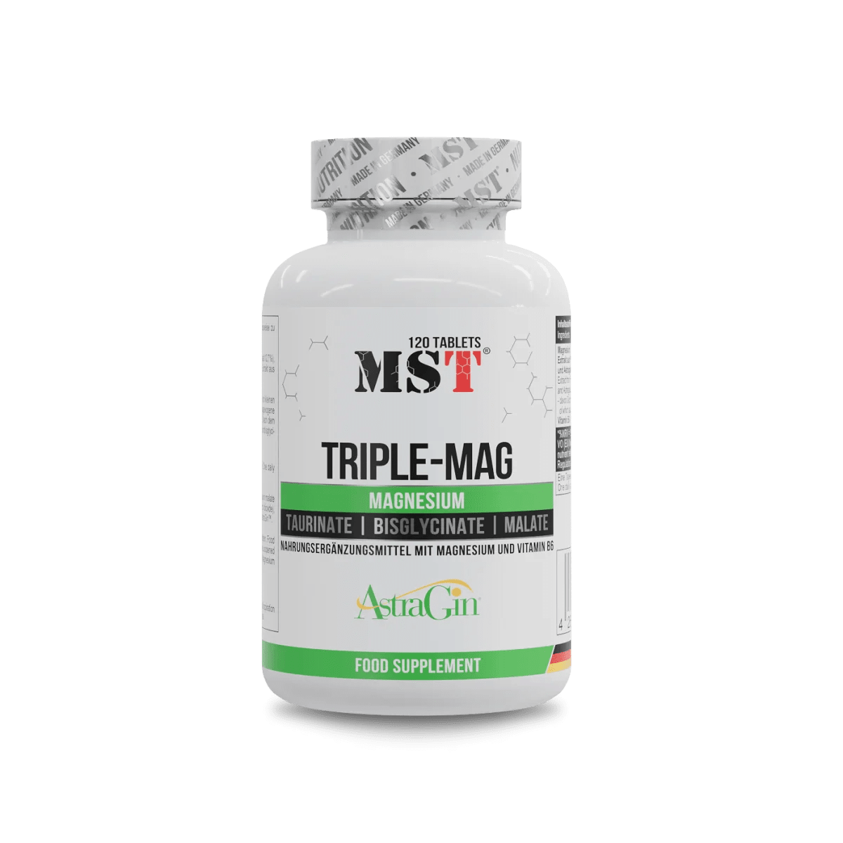 MST Triple Mag 120 Tabl. magnio kompleksas nervų sistemai, raumenims ir atsistatymui.