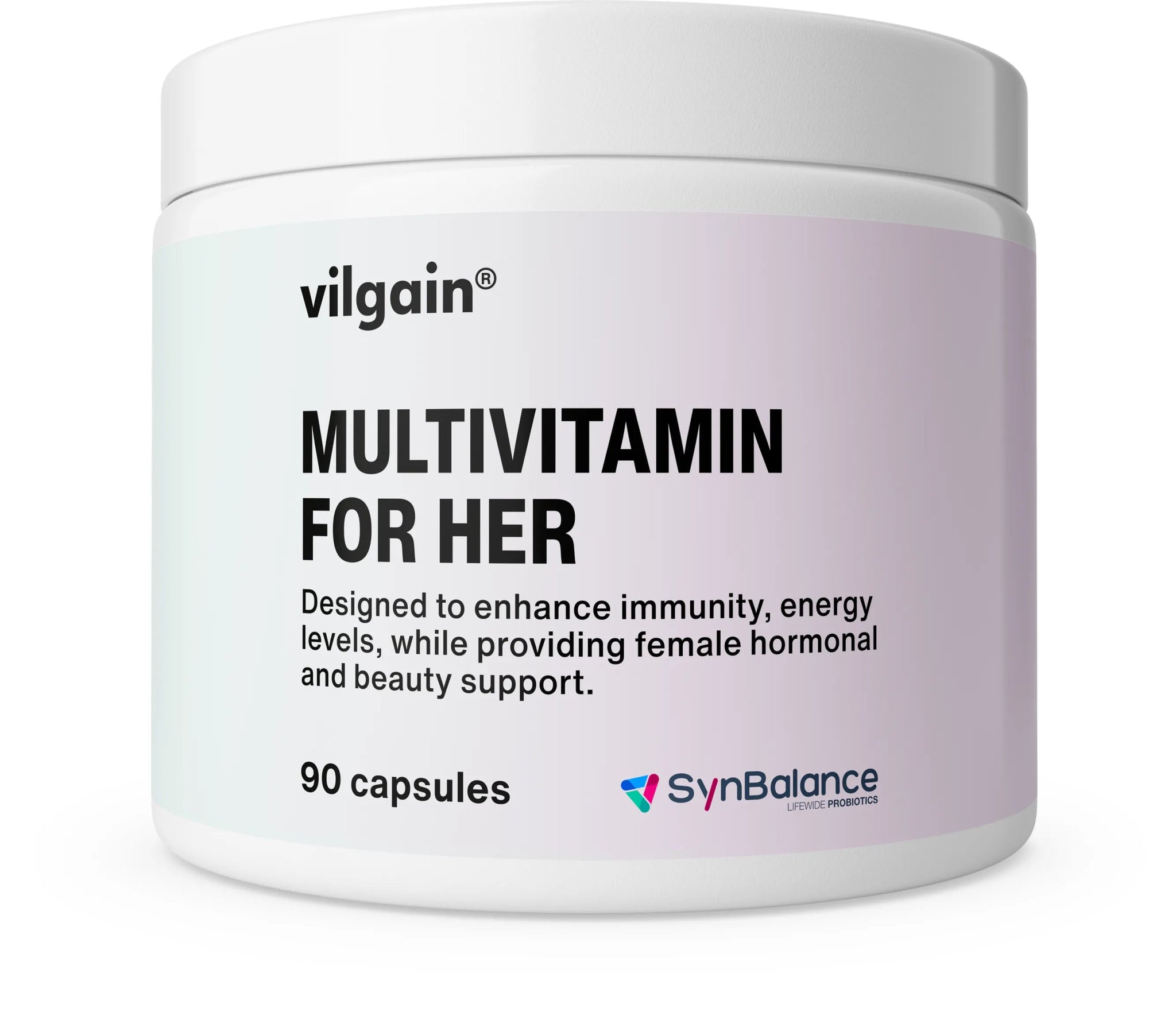 Multivitamin for Women in a capsule bottle designed for immunity and energy support, 90 capsules by vilgain.